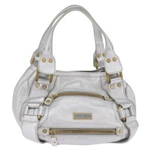 Jimmy Choo Metallic Silver Satchel with Gold Hardware